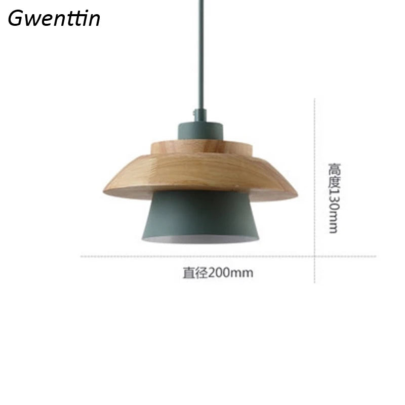 Wooden pendant light for modern lighting and decoration - vue 11 sur 11