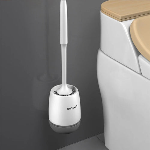 Long-handled silicone wall-mounted cleaning brush