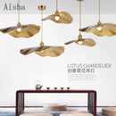 Creative iron pendant light with Chinese lotus design for home decor