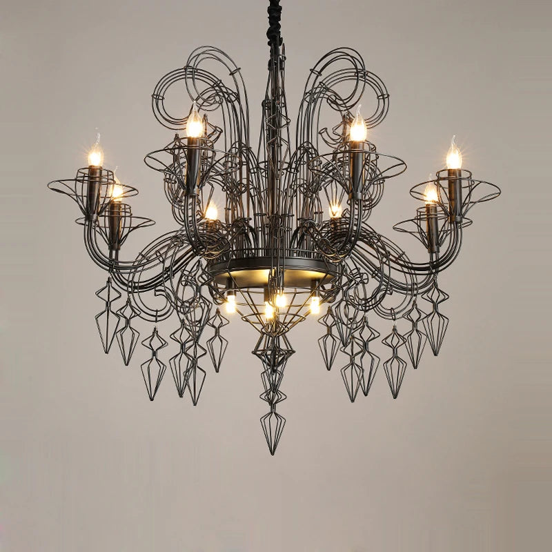 Baroque black and white designer chandelier for indoor lighting