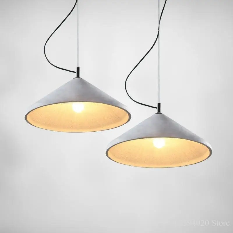 Retro loft concrete pendant light with LED for restaurant and living room - vue 3 sur 6