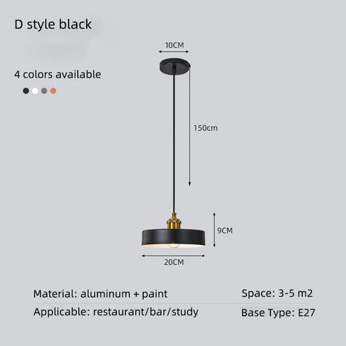 Minimalist modern retro loft pendant light with lampshade for kitchen, dining room, bedroom, restaurant - vue 21 sur 22