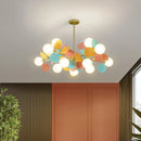 Children's chandelier with multicoloured flowers decorative pendant light