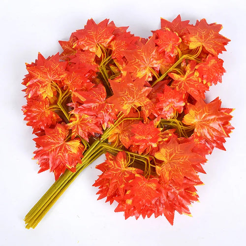 Set of 12 artificial maple leaves for autumn decoration - vue 14 sur 19