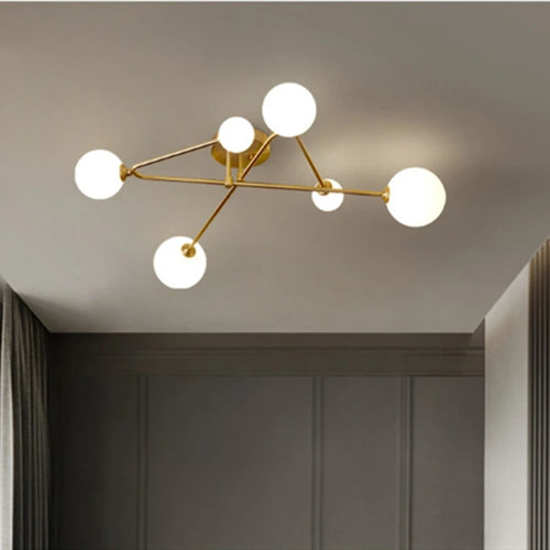 Modern gold glass ceiling light nordic design for elegant interiors - vue 2 sur 9