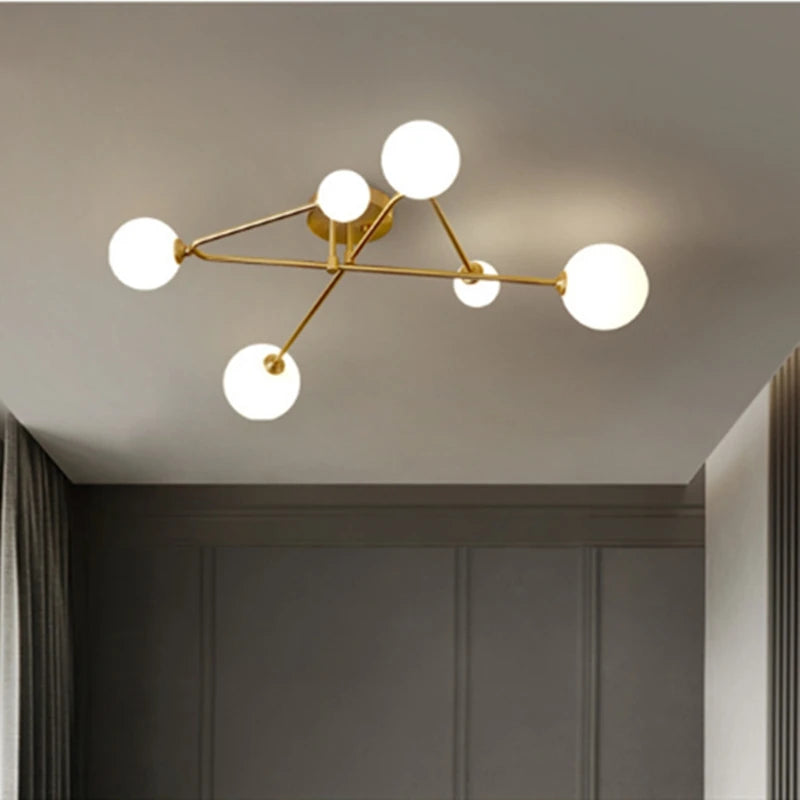 Modern gold glass ceiling light nordic design for elegant interiors