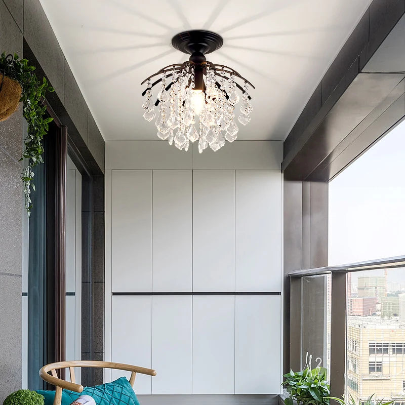 Gold crystal LED ceiling light for modern decor