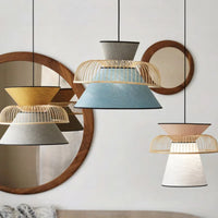 Modern minimalist Japanese fabric bamboo pendant light