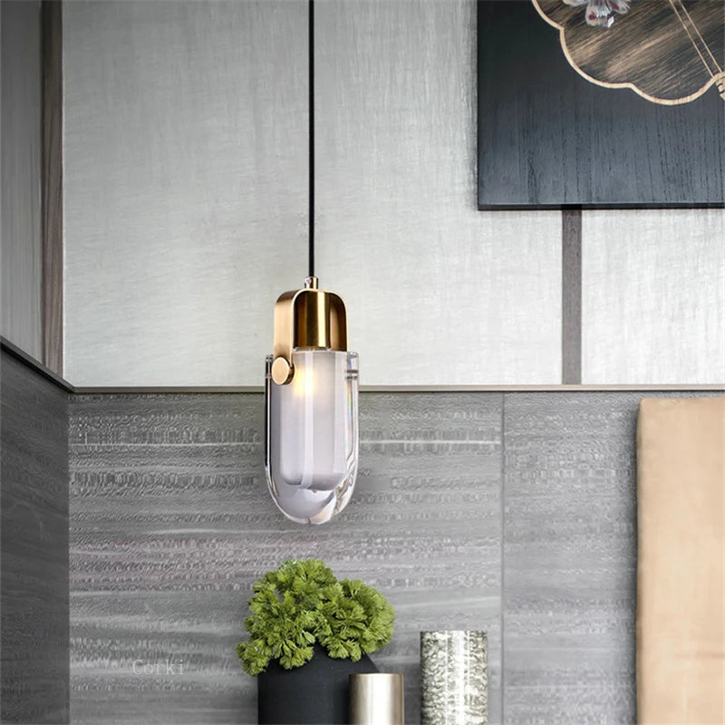 modern crystal pendant light with decorative LED lighting