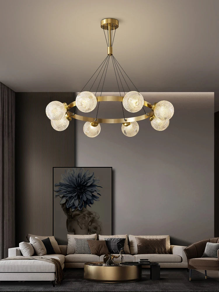 Simple and elegant nordic style copper chandelier