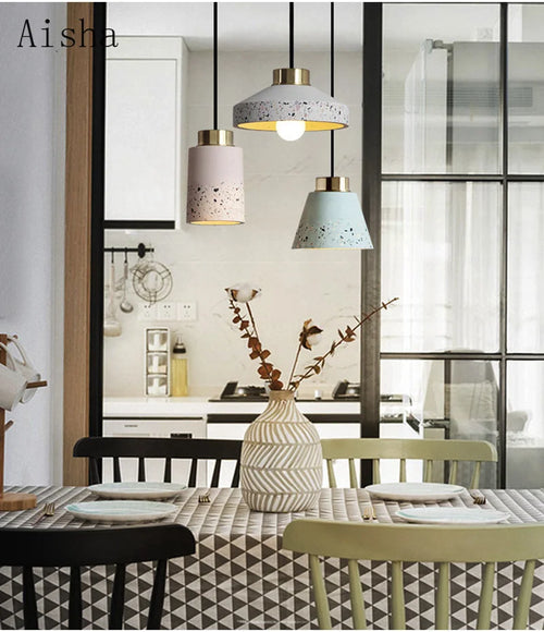 Vintage cement pendant light for bar and café - vue 4 sur 14
