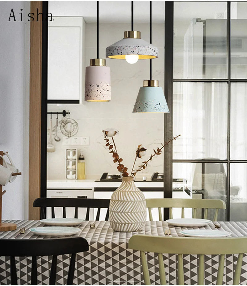 Vintage cement pendant light for bar and café - vue 3 sur 14