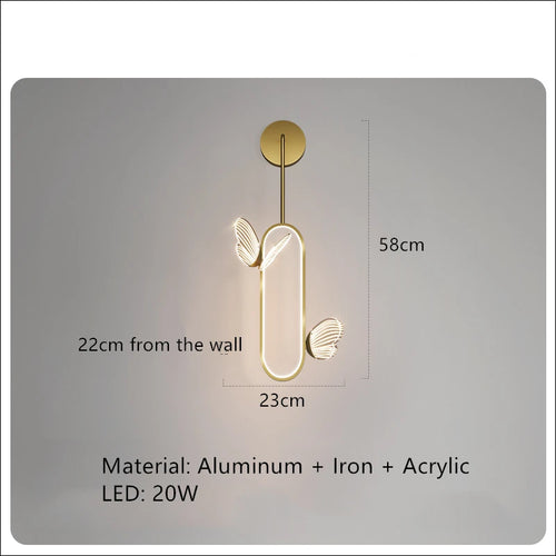 Modern romantic butterfly acrylic wall light - vue 9 sur 17