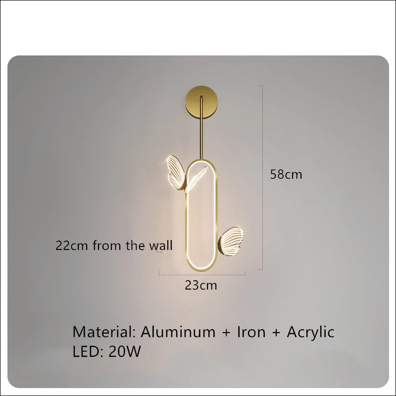 Modern romantic butterfly acrylic wall light - vue 8 sur 17