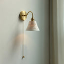 Modern glass LED wall light with pull chain switch for bathroom and bedroom, nordic copper