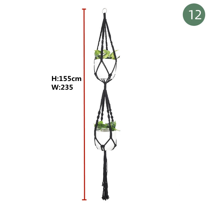 macrame hanging baskets for plants and decoration - vue 18 sur 30