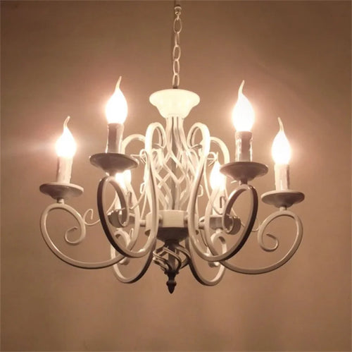 Classic vintage chandelier with 6 or 8 candle lights in wrought iron - vue 7 sur 6