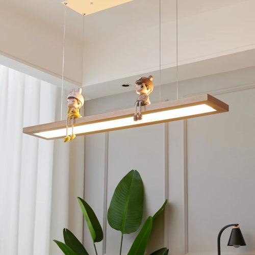 Creative modern minimalist wooden LED pendant light - vue 2 sur 10