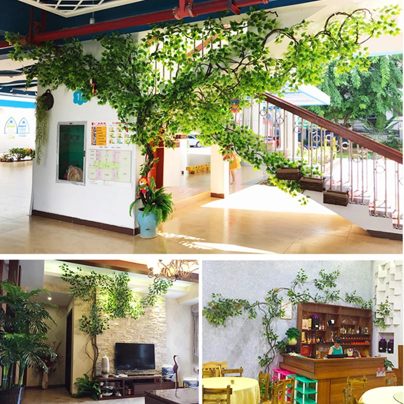 Artificial green plants winding vines, simulated banyan branches, everlasting banyan tree interior decoration, living room, home - vue 4 sur 18