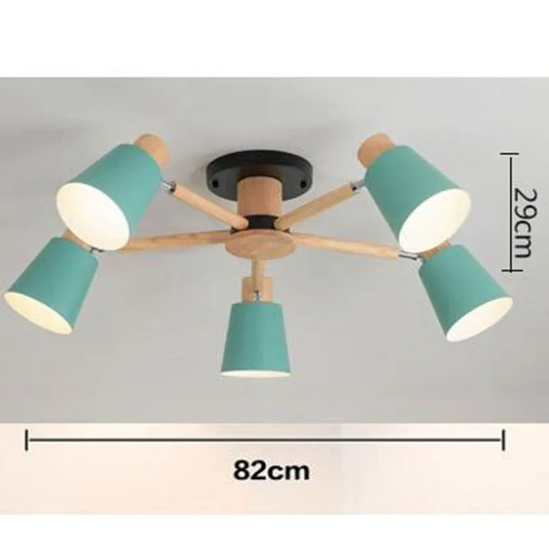 Simple modern solid wood Nordic chandelier - vue 16 sur 18