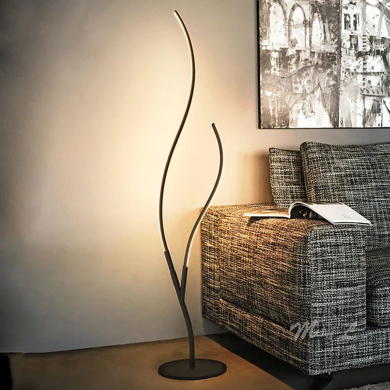Modern LED floor lamp with remote control and dimmable brightness