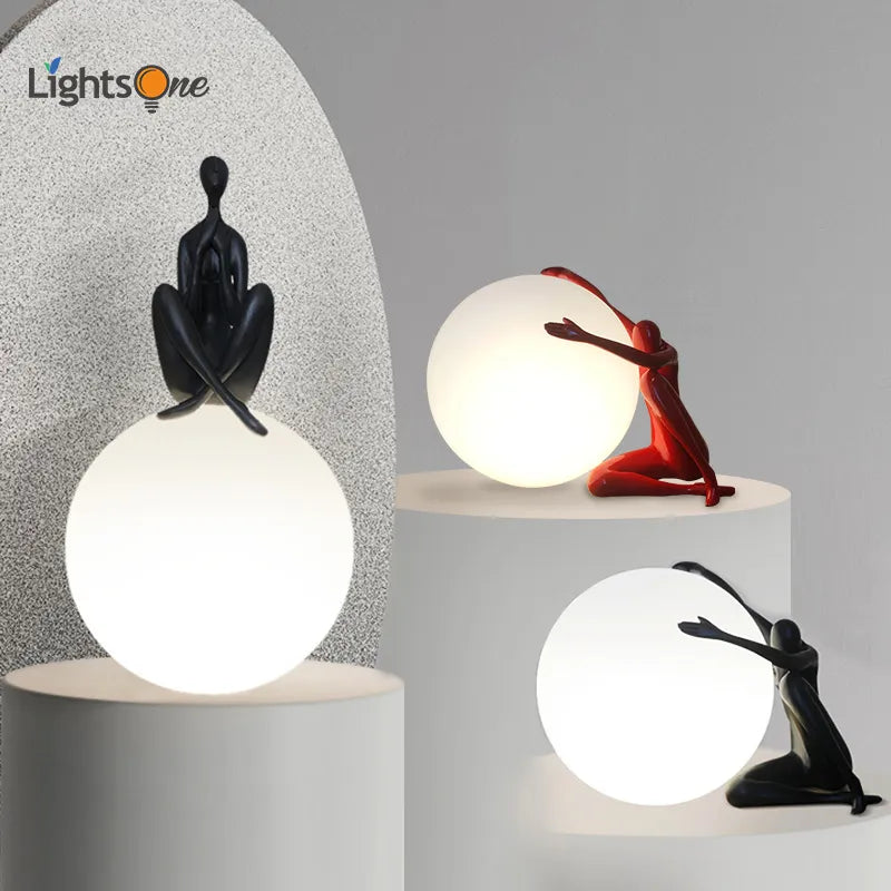Abstract human sculpture table lamp