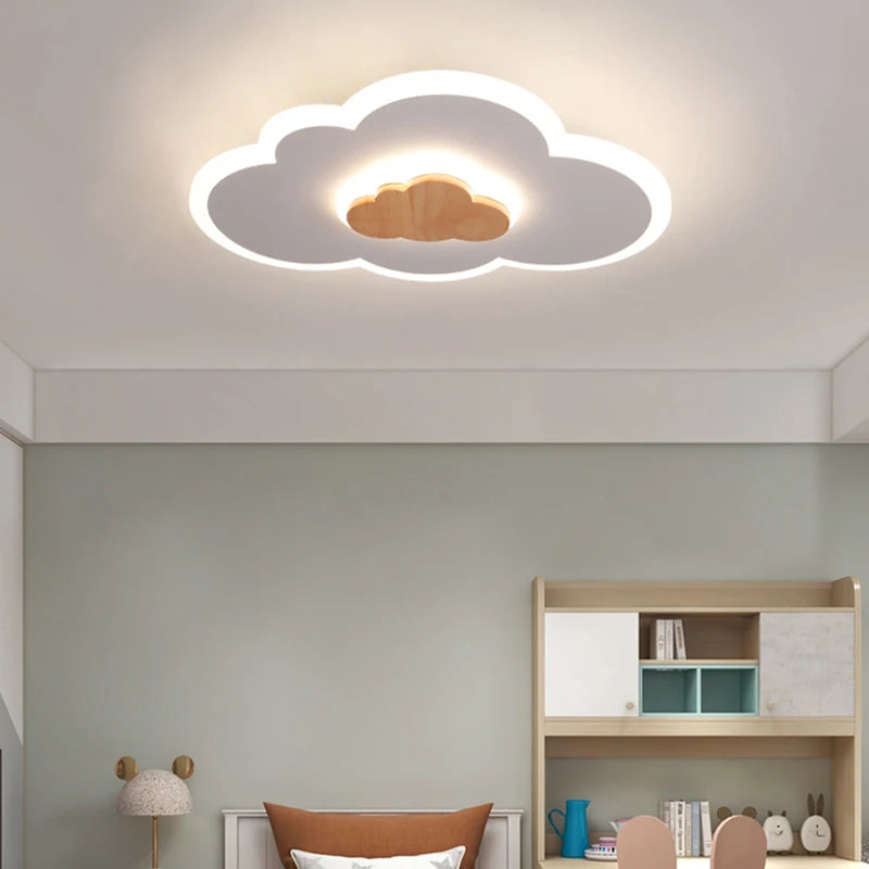 Children's wooden cartoon LED ceiling light