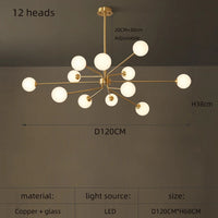 Decorative copper chandelier for a Nordic interior