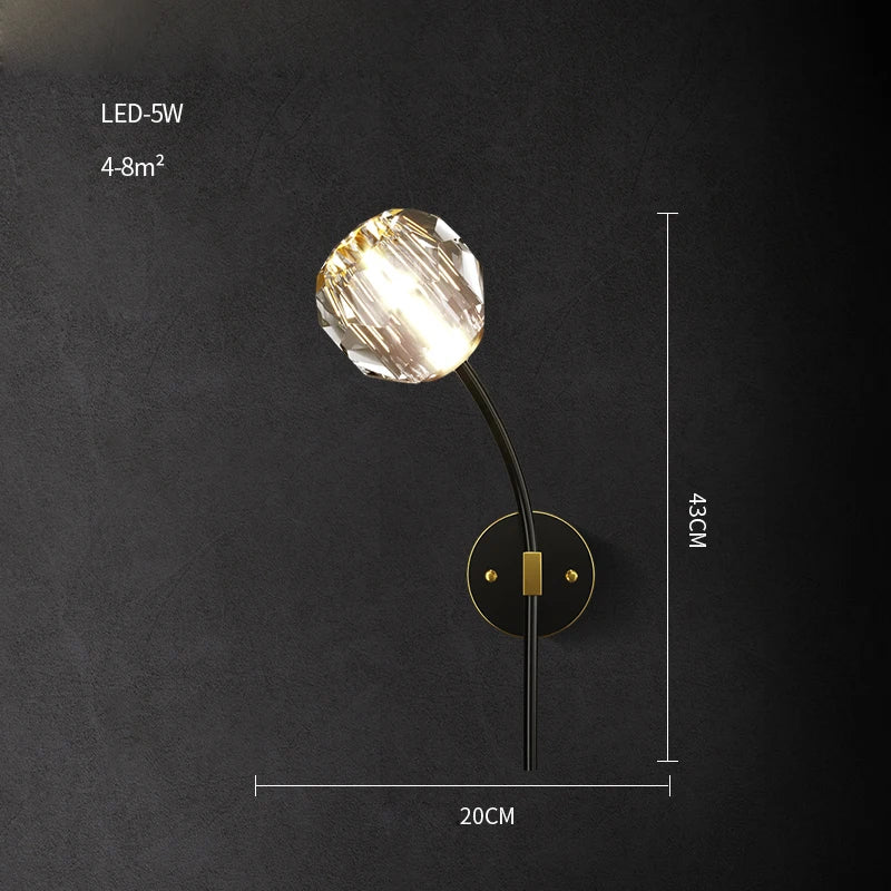 Postmodern copper and crystal LED wall light - vue 21 sur 22
