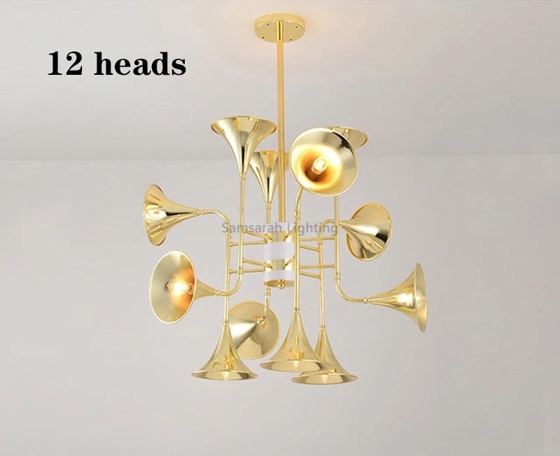 Modern gold horn pendant light for musical lighting - vue 9 sur 9