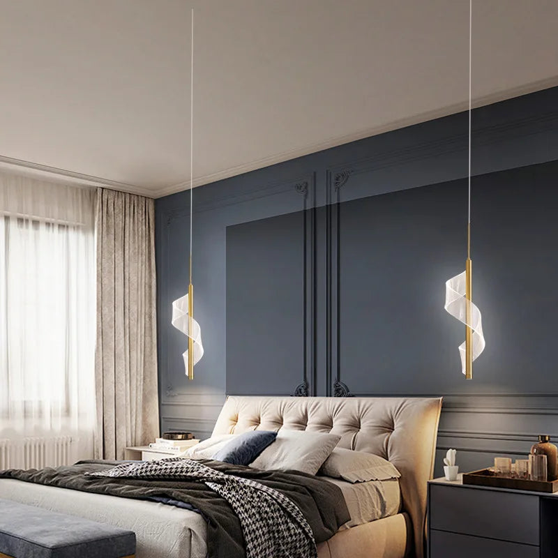 Modern luxury spiral pendant with acrylic shade