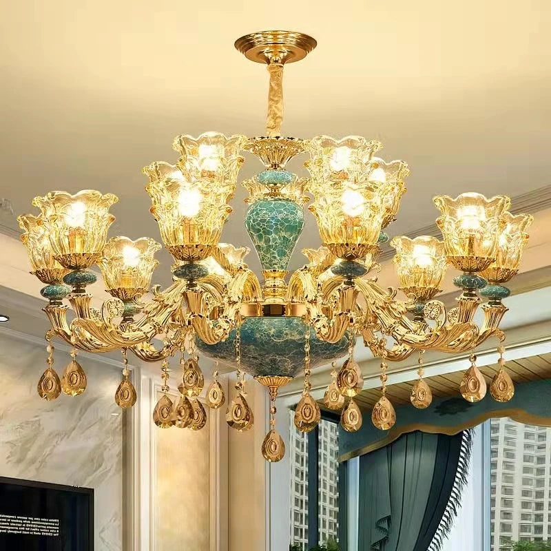 Luxury crystal and ceramic chandelier for elegant lighting