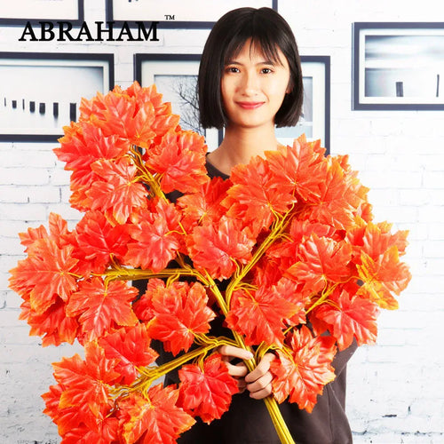 Set of 12 artificial maple leaves for autumn decoration - vue 2 sur 19