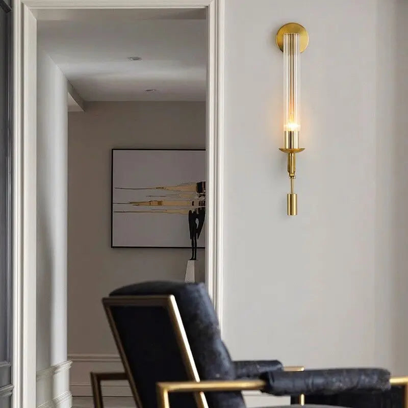 Industrial metal and glass decorative wall light