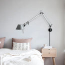 Modern LED wall light with foldable adjustable long arm for reading