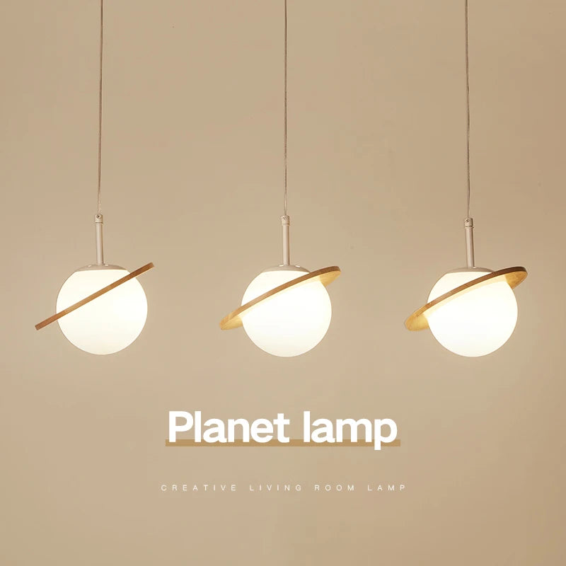 Nordic wooden planet pendant light decorative