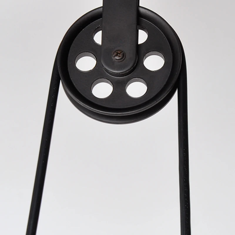 Vintage industrial 3-head iron pulley pendant light - vue 5 sur 8