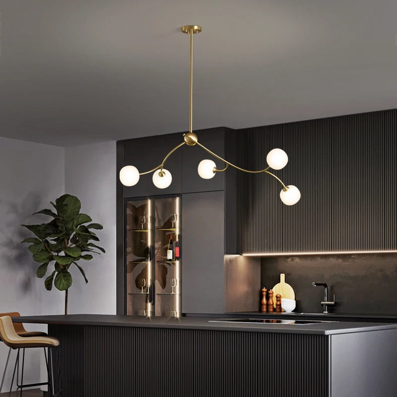 Designer copper restaurant chandelier with modern ambiance for interiors - vue 3 sur 10