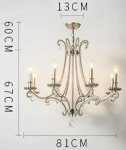 Retro cast metal chandelier for indoor lighting in wrought iron - vue 12 sur 11