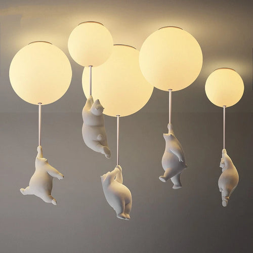 Animated bear LED ceiling light for children's bedrooms and living room decor - vue 4 sur 20