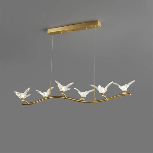 modern luxury crystal chandelier with led bird lamp - vue 2 sur 9