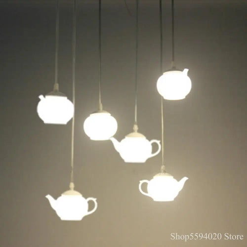 lustre créatif en forme de théière design moderne suspendu - vue 4 sur 6