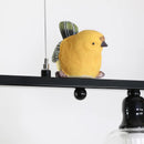 Nordic iron, glass and resin chandelier with decorative bird