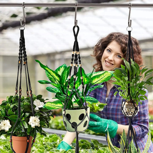 macrame hanging baskets for plants and decoration - vue 11 sur 30