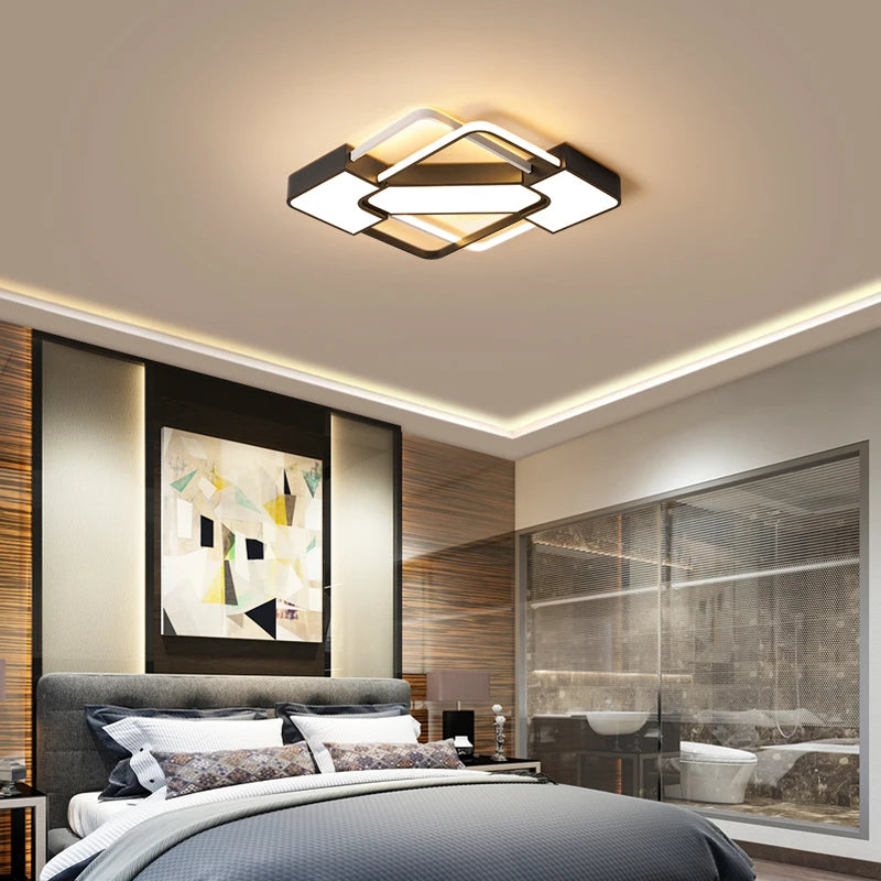 Luxury art deco geometric LED ceiling light for indoor lighting - vue 3 sur 13