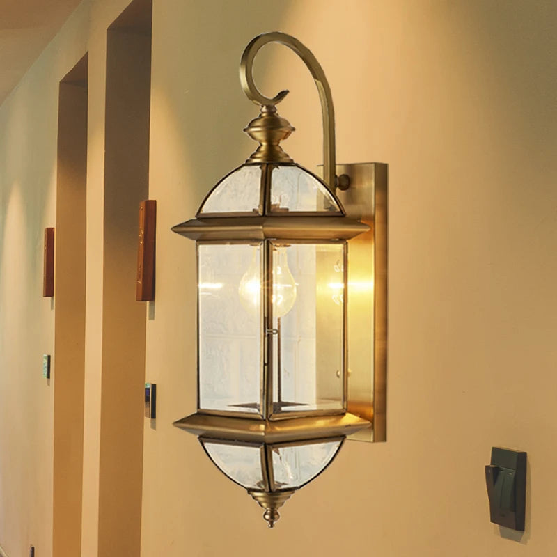 retro copper outdoor wall light for garden and balcony