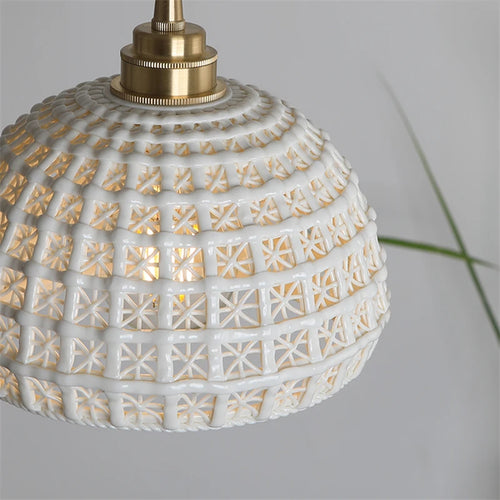Modern ceramic LED pendant light for home decoration - vue 5 sur 7