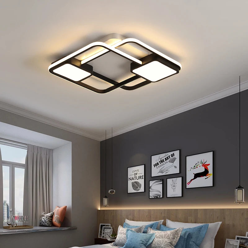 Nordic style decorative square and rectangular LED ceiling light - vue 3 sur 9