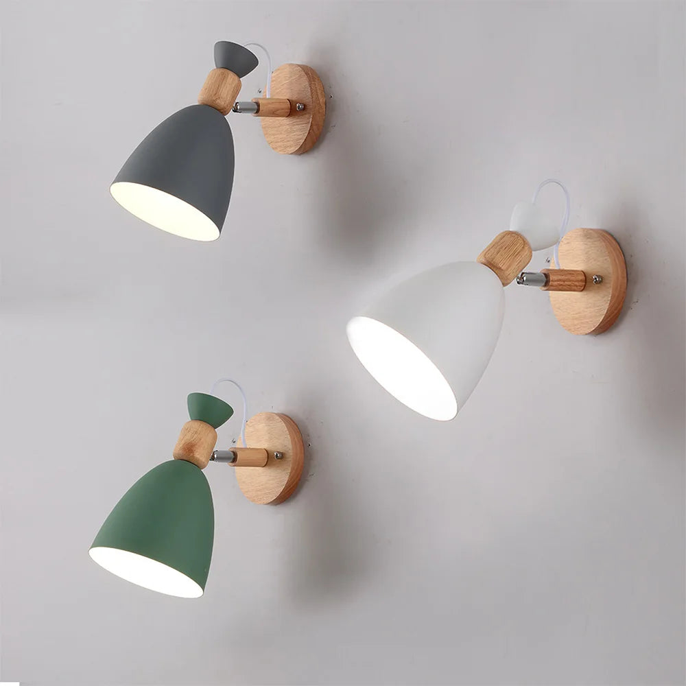 Decorative wall light for children's bedroom in iron and wood