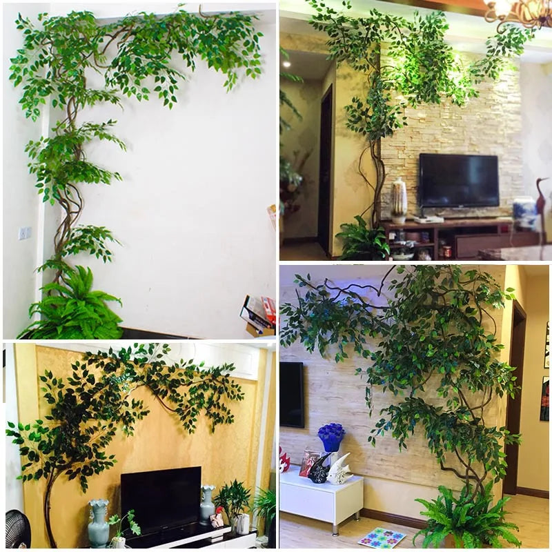 Artificial green plants winding vines, simulated banyan branches, everlasting banyan tree interior decoration, living room, home - vue 3 sur 18